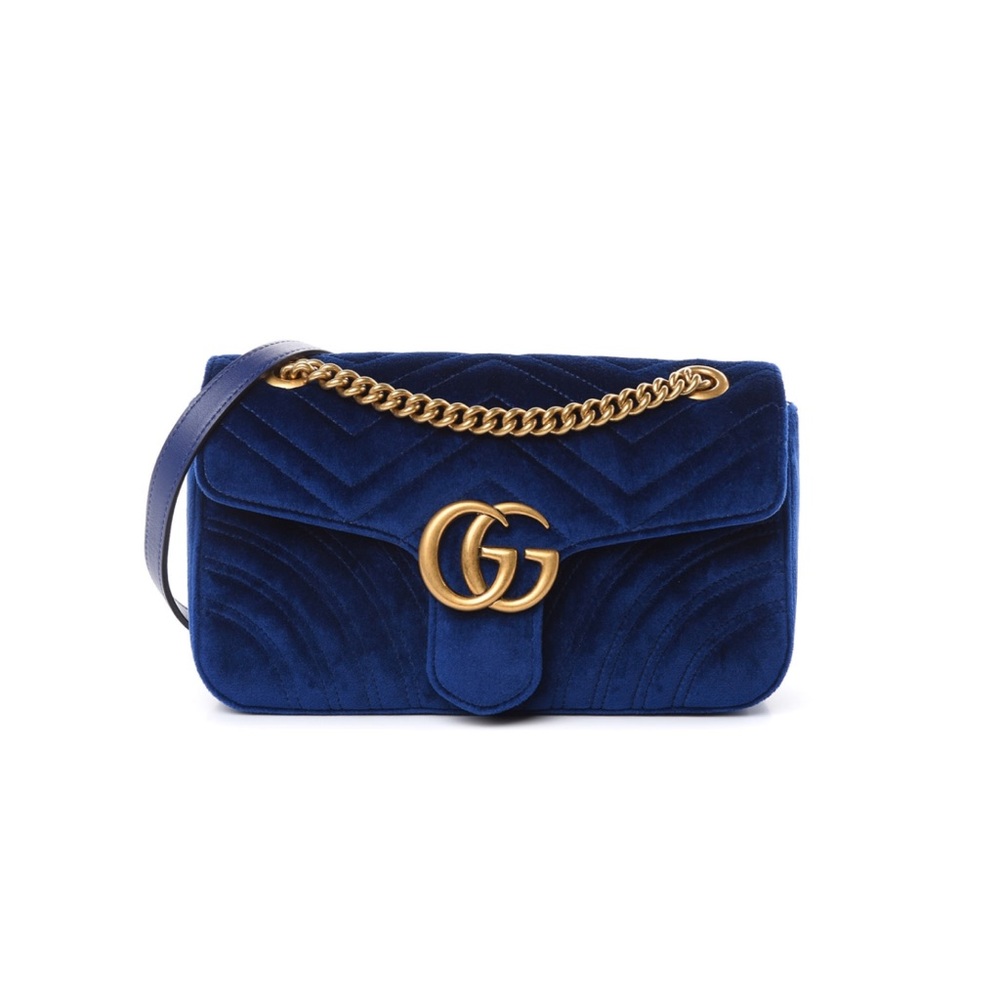 Gucci Blue Velvet Marmont Mini Bag